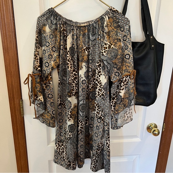 Happy & Free Black Genuine Leather Shoulder/Tote Bag + Medium Boho Dress - Picture 1 of 16